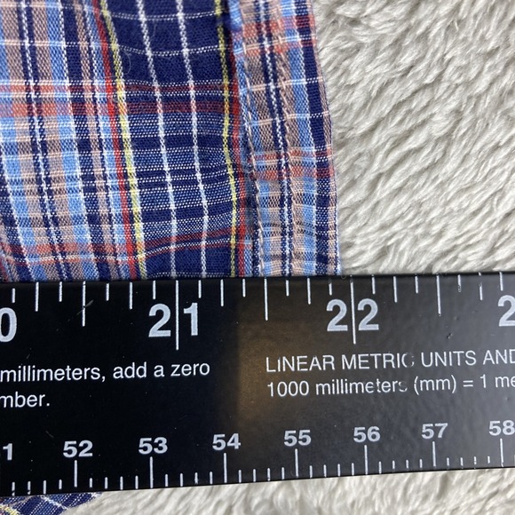 New York Sportswear Exchange Shirt Mens L Button Up Long Sleeve Blue Red Plaid - Picture 6 of 9